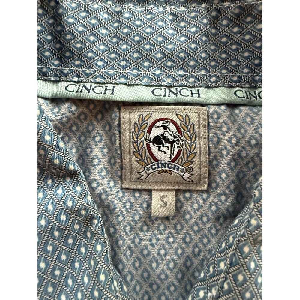 Cinch Men's S Blue Western Long Sleeve Pearl Snap Button-Up Shirt Pockets - Picture 3 of 6